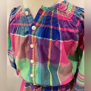 Ralph Lauren Bright Pink & Green Plaid Casual Shirt Dress
